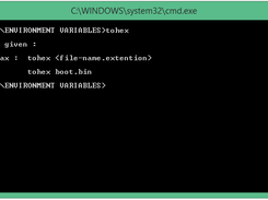 tohex command without any arguments passed.