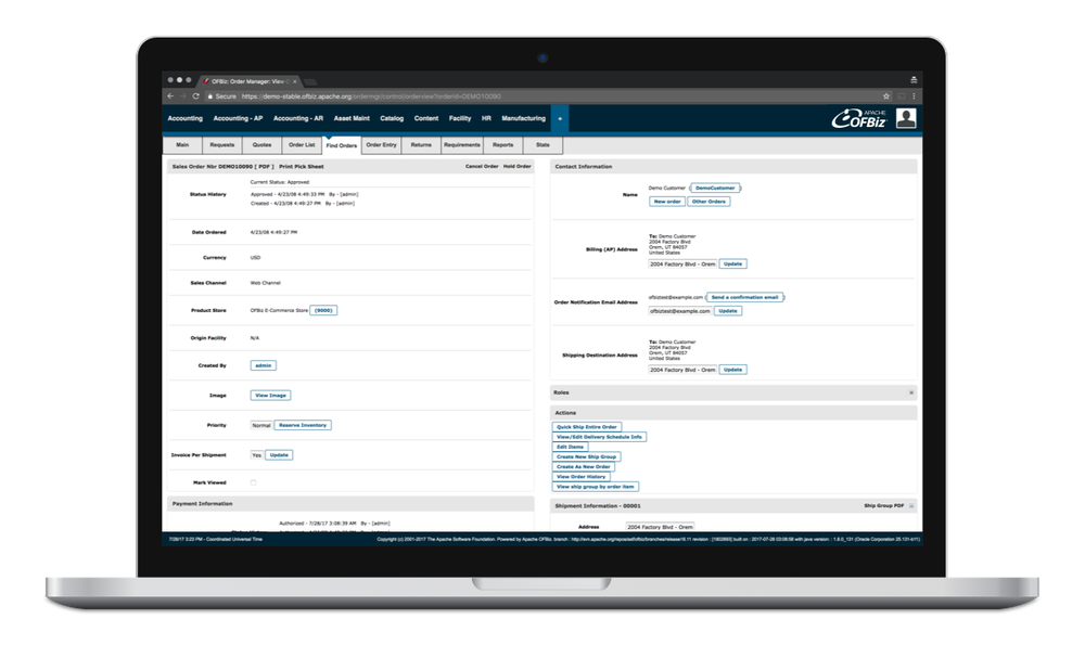 Apache OFBiz Screenshot 1