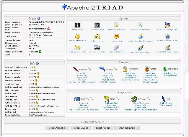 apache2triad for windows 7