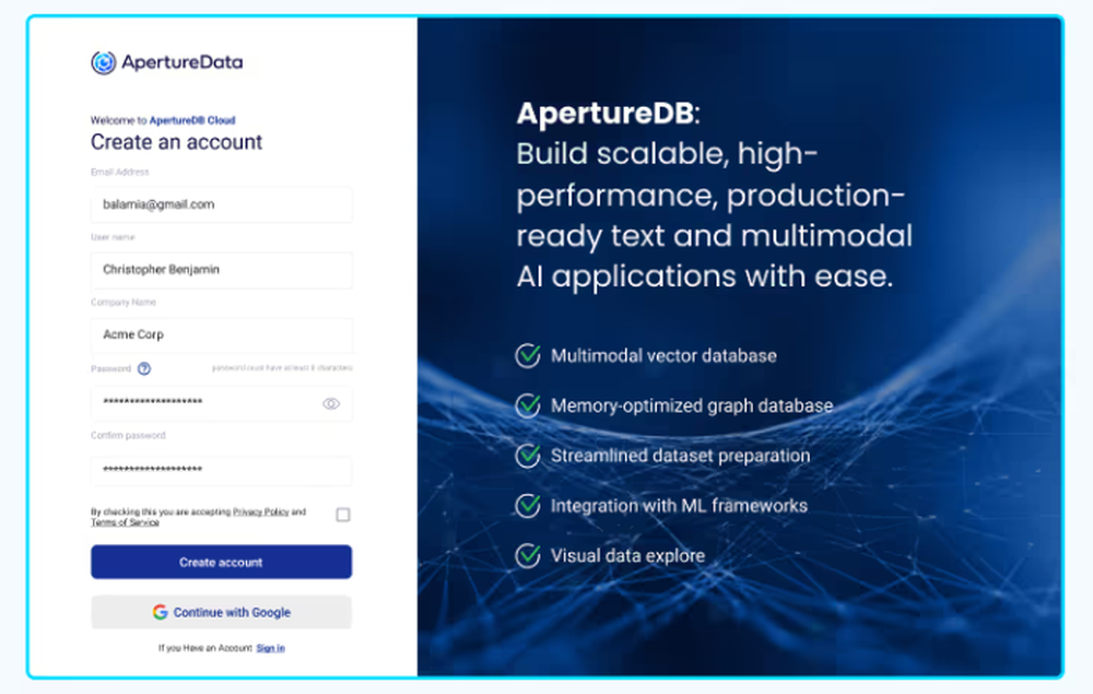 ApertureDB Screenshot 1