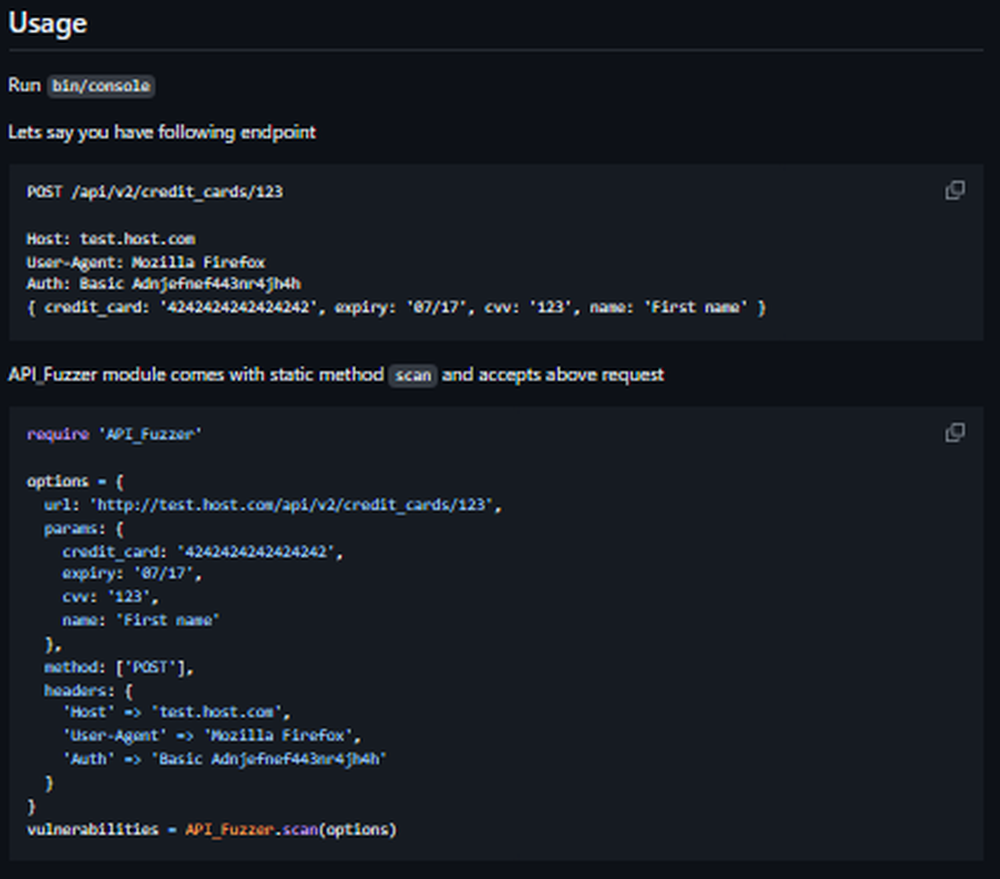 API Fuzzer Screenshot 1