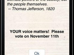 The "App The Vote" popup on an iPad