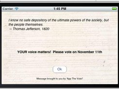 The "App The Vote" popup on a landscape iPhone