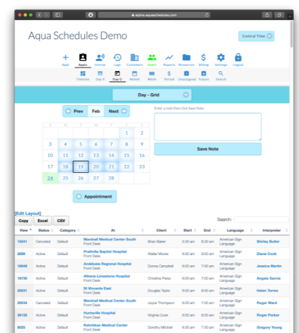 Aqua Schedules Screenshot 1