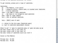 AqualitePro's Substrate Calculator in Darwin Terminal