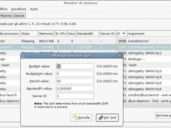AQuoSA Monitor: dialog for changing scheduling parameters.