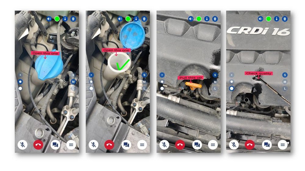 the process of utilizing AR Genie during car engine inspection