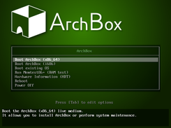 ArchBox LiveCD boot menu