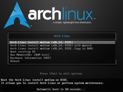 ArchEX boot live screen 