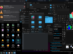 Multitasking in KDE Plasma (dark theme)