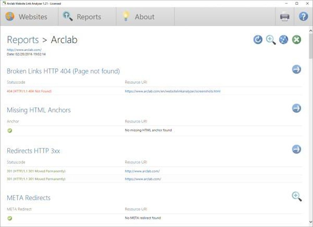Arclab Website Link Analyzer Screenshot 1