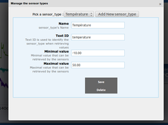 Sensor type management page