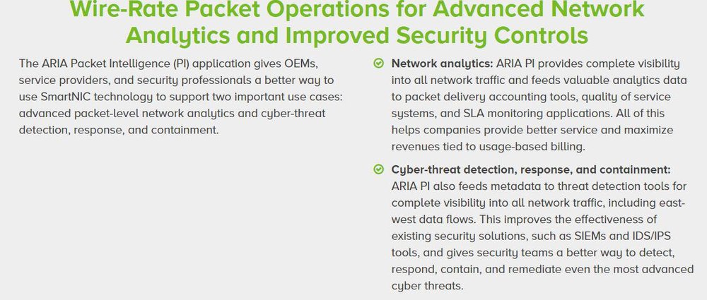 ARIA SDS Packet Intelligence Screenshot 1