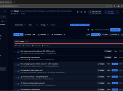 The unified Inbox pulls email from your connected Google and Outlook accounts into one place. Triage messages with tags, snooze and done states, and a live progress bar, then switch between Emails, Calendar and Attachments — the starting point of Ascend's inbox-to-invoice workflow.