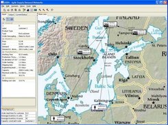 Logistics network on European map background.