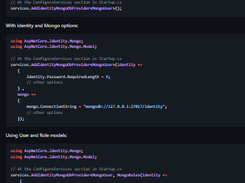 AspNetCore.Identity.Mongo Screenshot 1