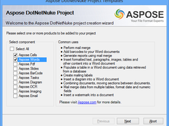 Aspose DNN select Aspose Components