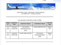 SpringAir reservation confirmation e-ticket