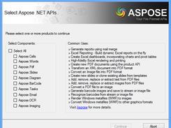 Aspose Visual Studio Plugin API selection dialog