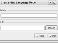 The dialog to create a new language model.