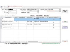 SBS Asset Tracking Unscheduled Maintenance transactions