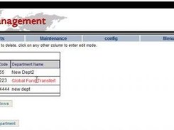 Administration menu, direct editing of a table cell