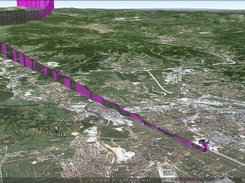 Data sample exported to Google Earth, two landings to Sarajevo airport