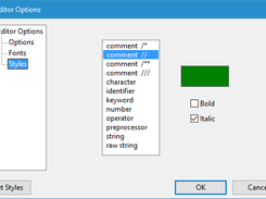 Editor Options for Syntax Highlighting 