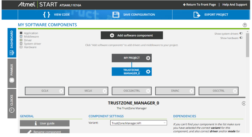 Getting Started with Atmel START Configuration Screens