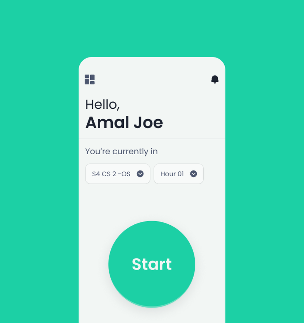 Attendo: Dashboard screen from where you can easily take attendance.