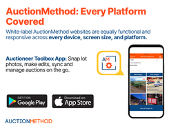 Manage your auctions wherever you are. AuctionMethod works on any screen, giving your team mobile access to upload photos, manage lots, and run events without delays. Stay connected and productive whether you're on-site, in the office, or out in the field.