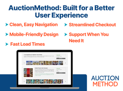 Designed for real auction professionals, AuctionMethod delivers a better experience across the board. Bidders enjoy fast-loading pages, mobile access, and real-time updates. You get a platform that works smoothly and support that shows up when needed.