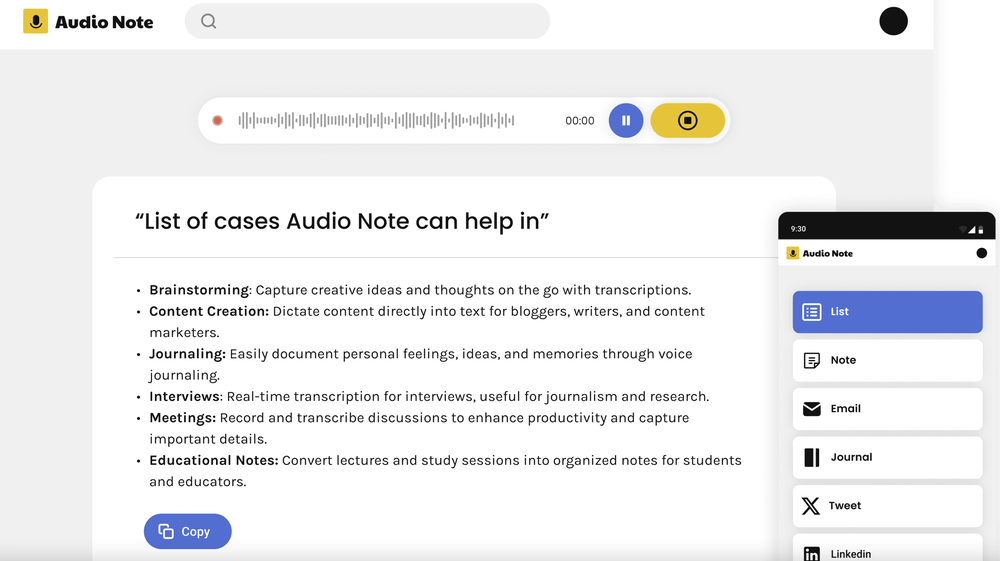 Audio Note Screenshot 1