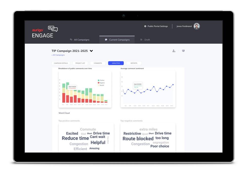 Aurigo Engage dashboard