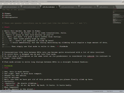 A dialog source file in Sublime Text 3 with synthax highlighting