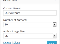 Author List - Widget Setting Page