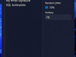 Main window - pick a saved snippet, set typing speed in CPM and the global hotkey