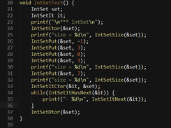 Usage of the generated set<int> data structure