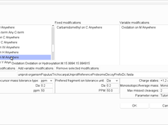 Setting up database search parameters