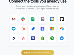 3,000+ app integrations with managed OAuth. Just say which tools to connect — your agent handles the rest.