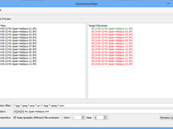 Automatic renumbering of files with running numbers and possibly other numbers, as well. Autodetection of output pattern.