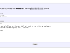 the user's view on his 'out of office' message settings
