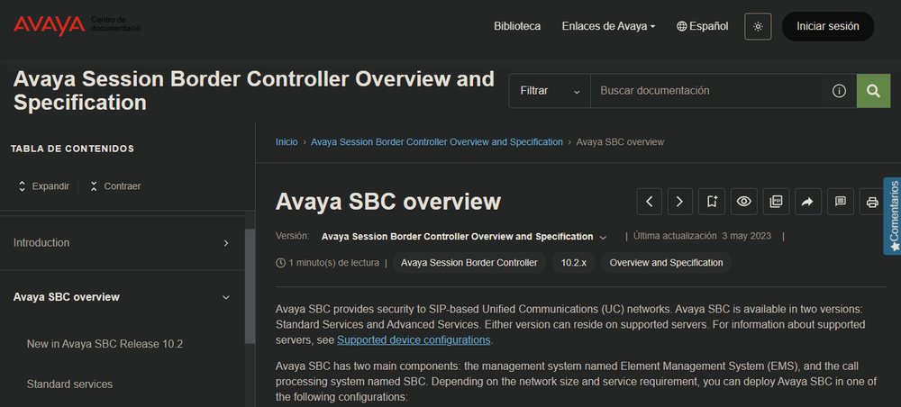 Avaya SBC Screenshot 1