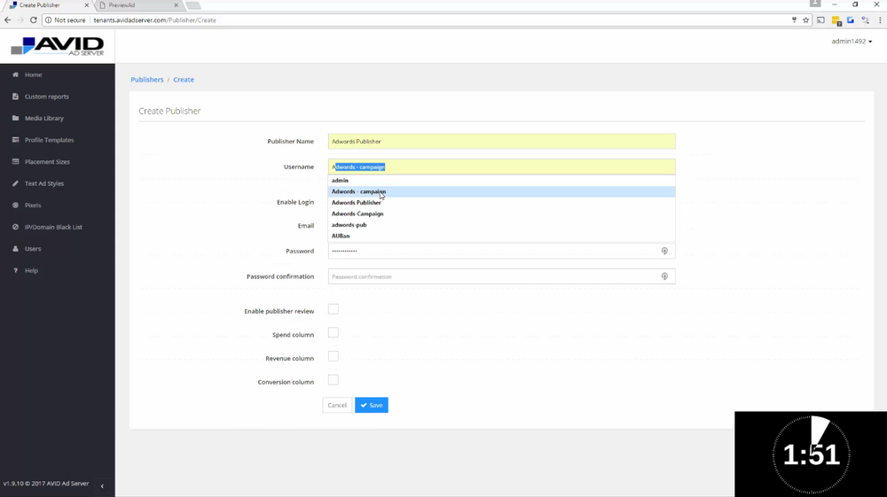 AVID Ad Server-Create