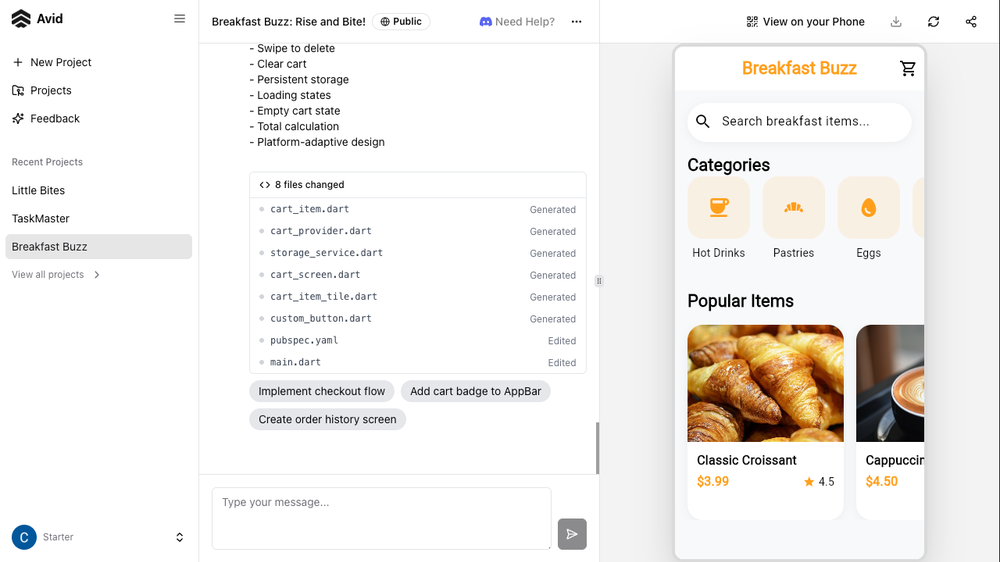 Building mobile apps with Avid AI Agent
