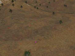 An artificially synthesized terrain image with tree models