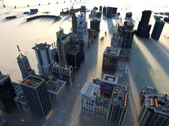 Render of Minecraft map Greenfield City imported, edited and path traced in Avoyd