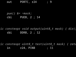An example of address-to-register translation (currently for ATtiny1634)