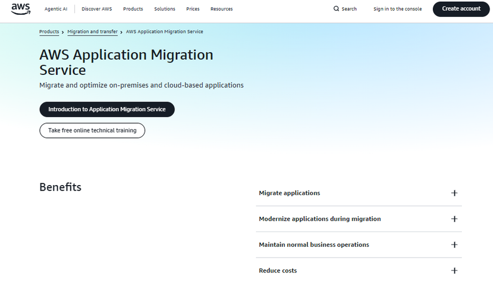 AWS Application Migration Service Screenshot 1
