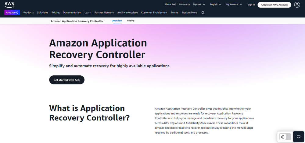 Amazon Application Recovery Controller Screenshot 1